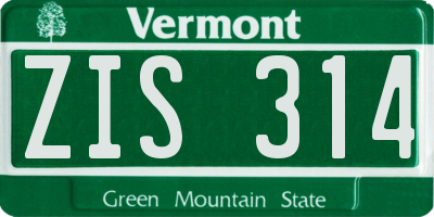 VT license plate ZIS314