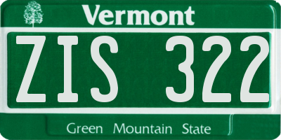 VT license plate ZIS322