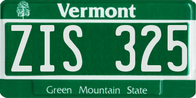 VT license plate ZIS325
