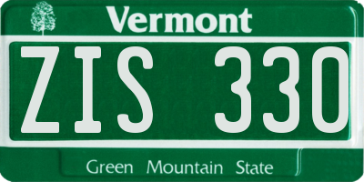 VT license plate ZIS330