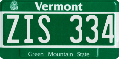 VT license plate ZIS334
