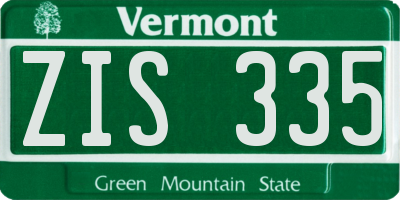 VT license plate ZIS335