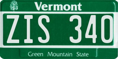 VT license plate ZIS340