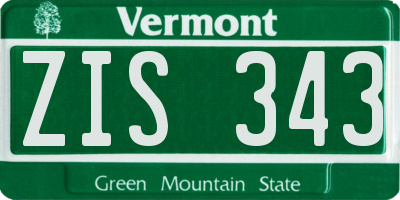 VT license plate ZIS343