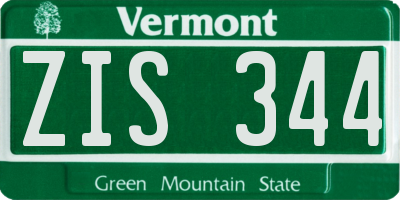 VT license plate ZIS344