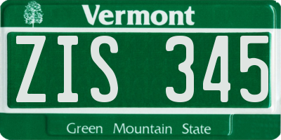 VT license plate ZIS345