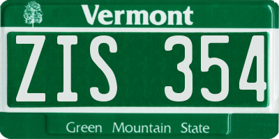VT license plate ZIS354