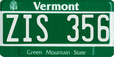 VT license plate ZIS356