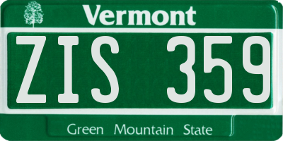 VT license plate ZIS359