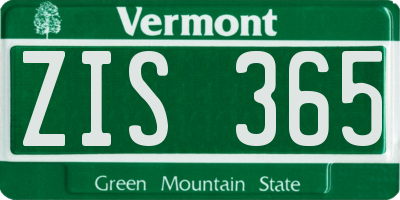 VT license plate ZIS365