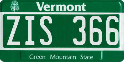 VT license plate ZIS366