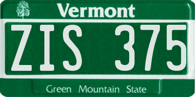 VT license plate ZIS375