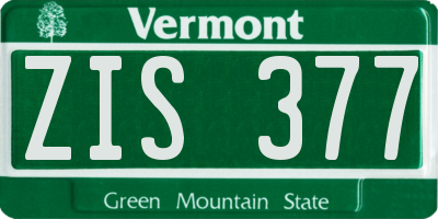 VT license plate ZIS377