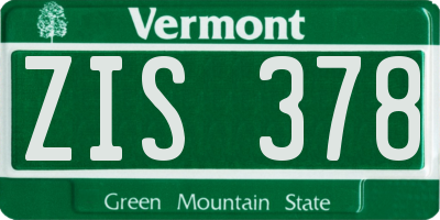 VT license plate ZIS378