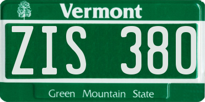 VT license plate ZIS380