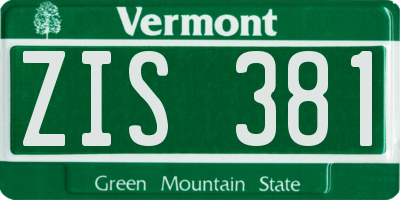 VT license plate ZIS381