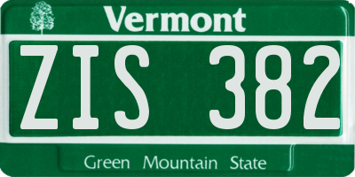 VT license plate ZIS382