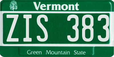 VT license plate ZIS383