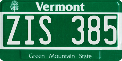 VT license plate ZIS385