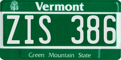 VT license plate ZIS386