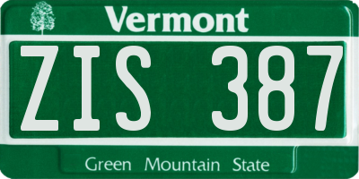 VT license plate ZIS387