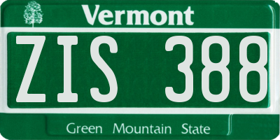 VT license plate ZIS388