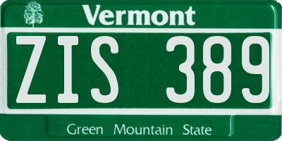 VT license plate ZIS389