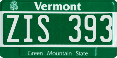 VT license plate ZIS393
