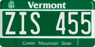 VT license plate ZIS455