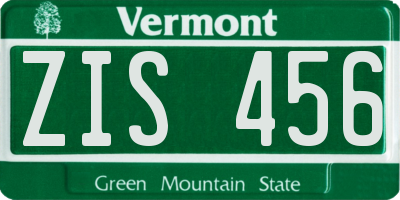 VT license plate ZIS456