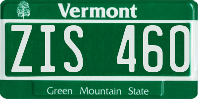 VT license plate ZIS460