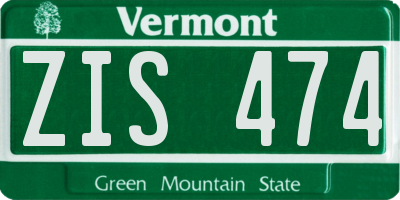 VT license plate ZIS474
