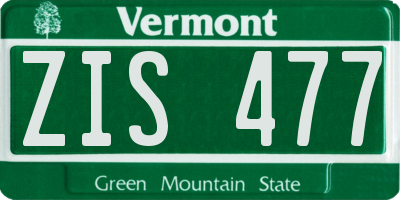 VT license plate ZIS477