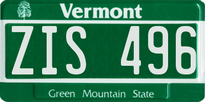 VT license plate ZIS496