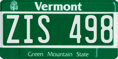 VT license plate ZIS498
