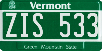 VT license plate ZIS533