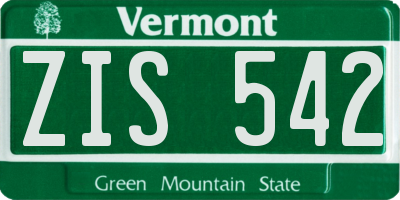 VT license plate ZIS542
