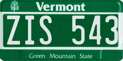 VT license plate ZIS543
