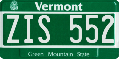 VT license plate ZIS552