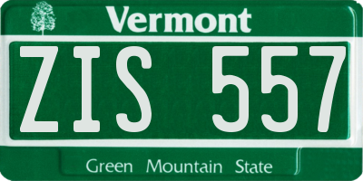 VT license plate ZIS557