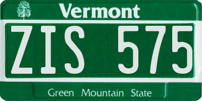 VT license plate ZIS575