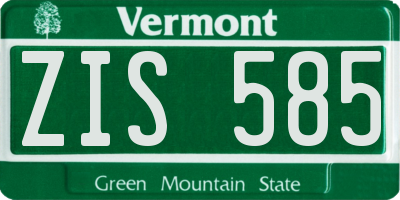 VT license plate ZIS585