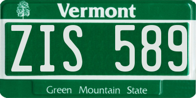 VT license plate ZIS589