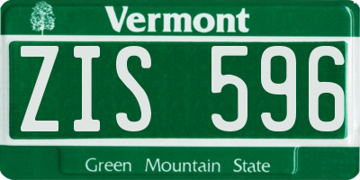 VT license plate ZIS596