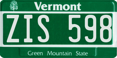 VT license plate ZIS598
