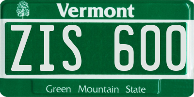 VT license plate ZIS600
