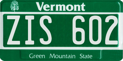 VT license plate ZIS602