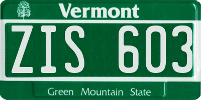 VT license plate ZIS603