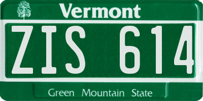 VT license plate ZIS614