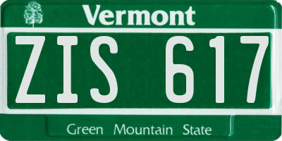 VT license plate ZIS617